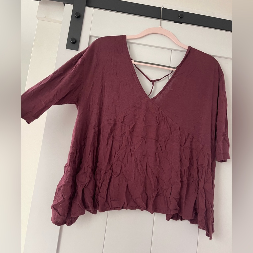 Brandy Melville Burgundy V-Neck Blouse